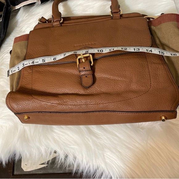 Vintage Authentic Burberry Leather House Check Harcourt Satchel CHINA MEDIUM - Picture 3 of 12